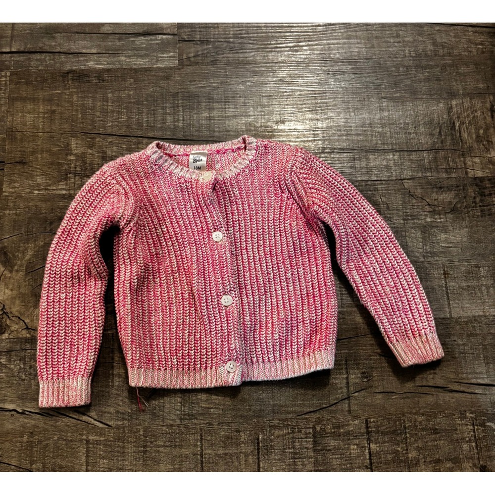 Baby‎ Bgoosh Pink White Knit Cardigan Sweater 18M